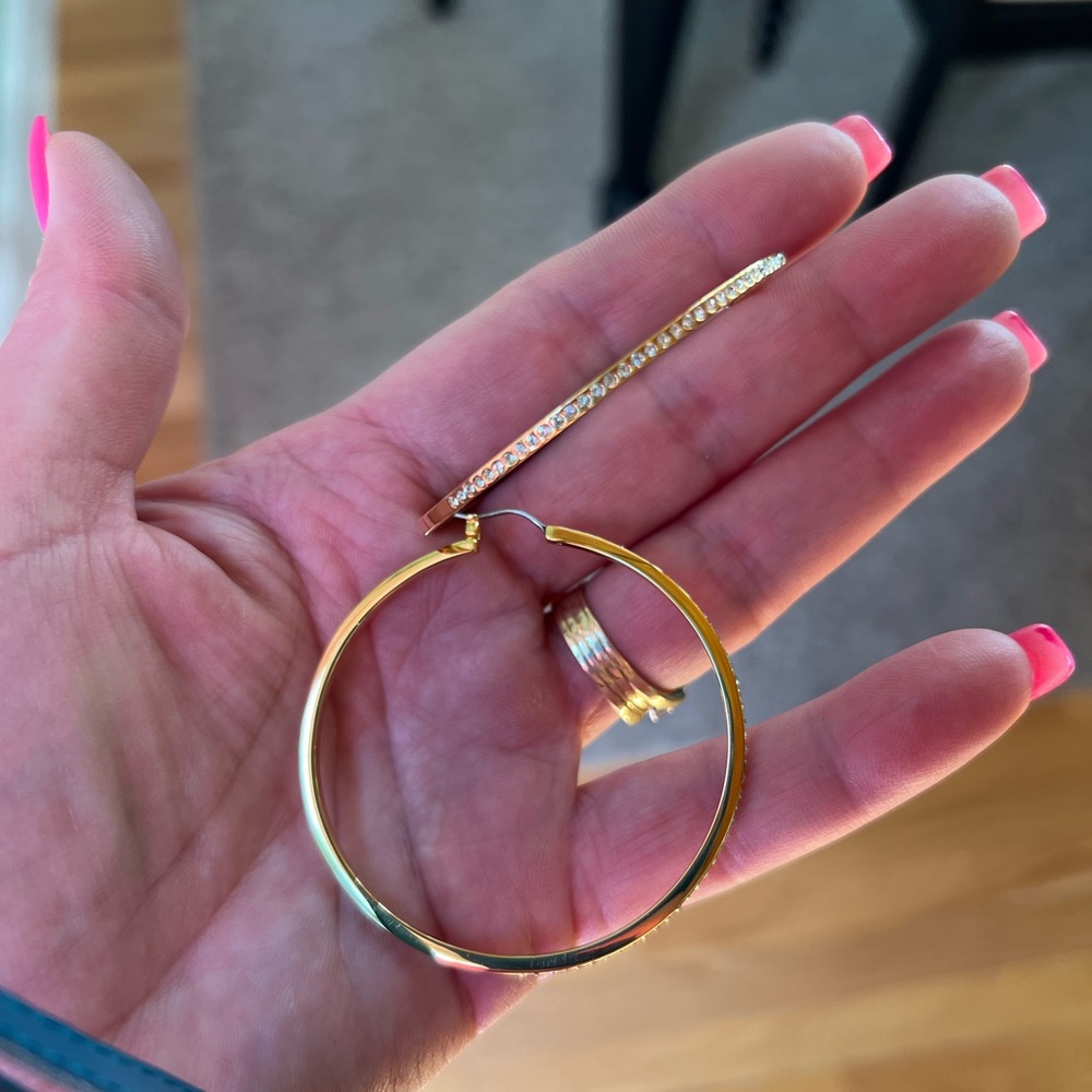 Touchstone Crystal Gold Hoop Earrings